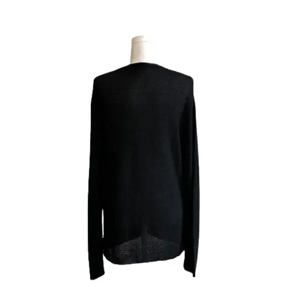 Chicos Design Cardigan Sweater Black Open Weave Knit Button Front Medium/Large - Picture 5 of 12